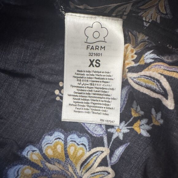 Farm Rio Floral Print Ruffled Tiered Layered Mini Skirt Blue Yellow Size XS a6 - Picture 5 of 7